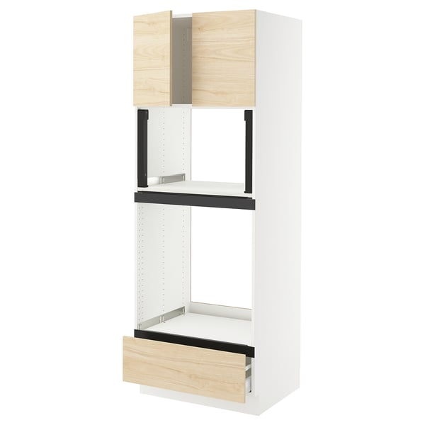 SEKTION / MAXIMERA Hi cb f oven/micro w drawer/2 doors, white/Askersund light ash effect, 30x24x80 "