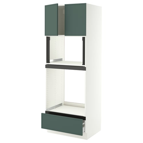 SEKTION / MAXIMERA Hi cb f oven/micro w drawer/2 doors, white/Aspudden dark gray-green, 30x24x80 "