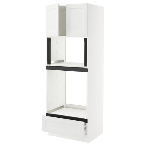 SEKTION white kitchen cabinet set with black accents, modern design, made of particleboard and steel.