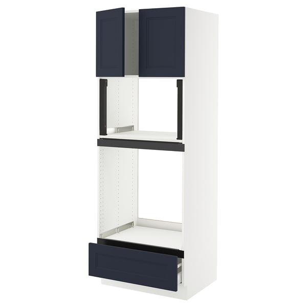 SEKTION / MAXIMERA Hi cb f oven/micro w drawer/2 doors, white Axstad/matte blue, 30x24x80 "