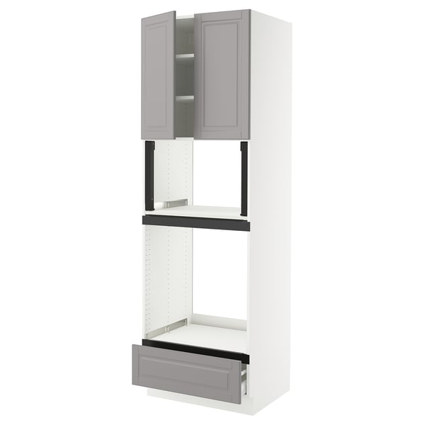 SEKTION / MAXIMERA Hi cb f oven/micro w drawer/2 doors, white/Bodbyn gray, 30x24x90 "