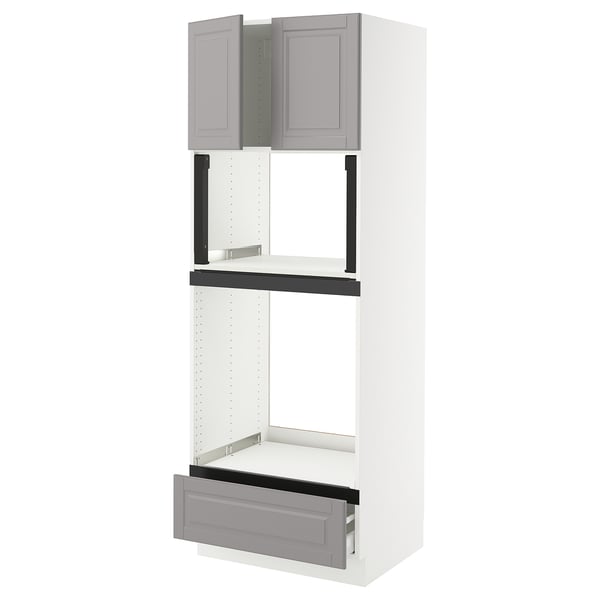 SEKTION / MAXIMERA Hi cb f oven/micro w drawer/2 doors, white/Bodbyn gray, 30x24x80 "
