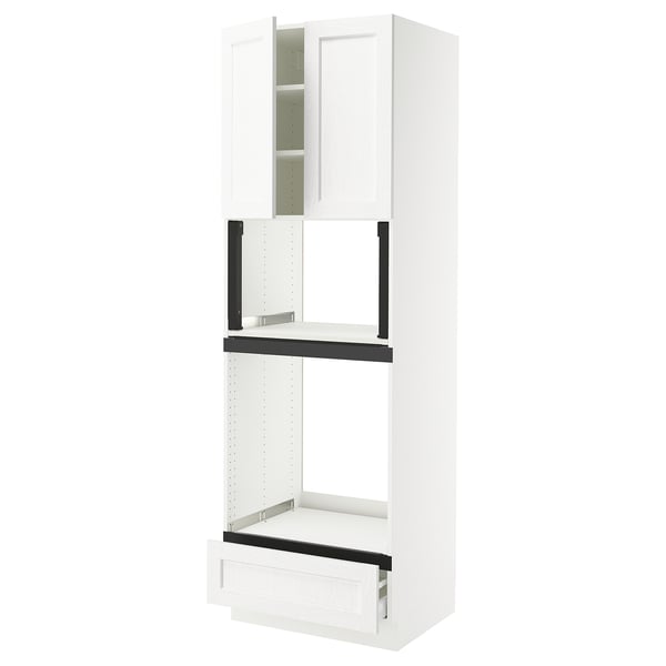 SEKTION / MAXIMERA Hi cb f oven/micro w drawer/2 doors, white Enköping/white wood effect, 30x24x90 "