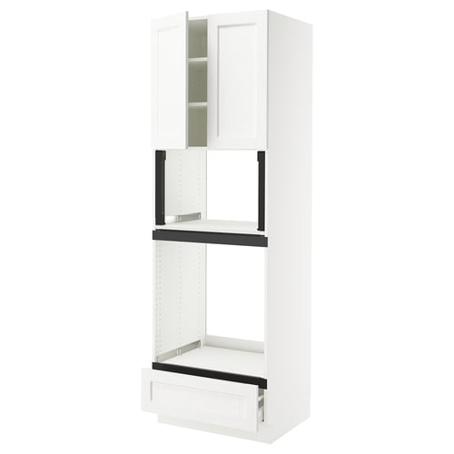 White ikea SEKTION kitchen unit with drawers and cabinets.