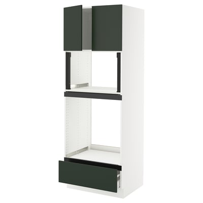 SEKTION / MAXIMERA Hi cb f oven/micro w drawer/2 doors, white/Havstorp deep green, 30x24x80 "