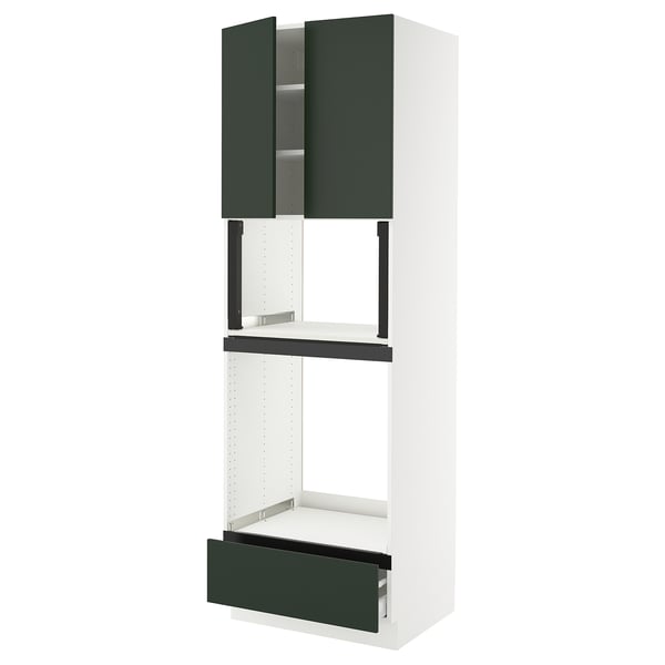 SEKTION / MAXIMERA Hi cb f oven/micro w drawer/2 doors, white/Havstorp deep green, 30x24x90 "