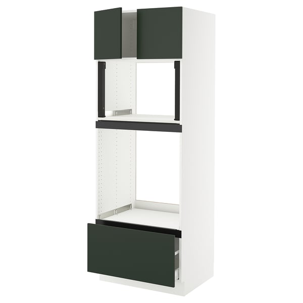 SEKTION / MAXIMERA Hi cb f oven/micro w drawer/2 doors, white/Havstorp deep green, 30x24x80 "