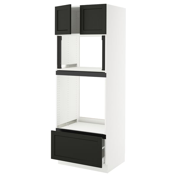 SEKTION / MAXIMERA Hi cb f oven/micro w drawer/2 doors, white/Lerhyttan black stained, 30x24x80 "