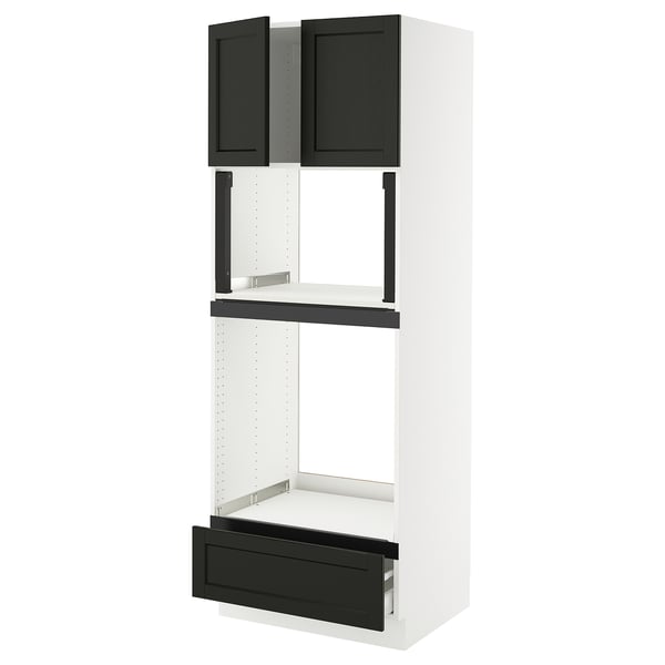 SEKTION / MAXIMERA Hi cb f oven/micro w drawer/2 doors, white/Lerhyttan black stained, 30x24x80 "