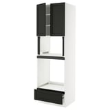 SEKTION / MAXIMERA Hi cb f oven/micro w drawer/2 doors, white/Lerhyttan black stained, 30x24x90 "