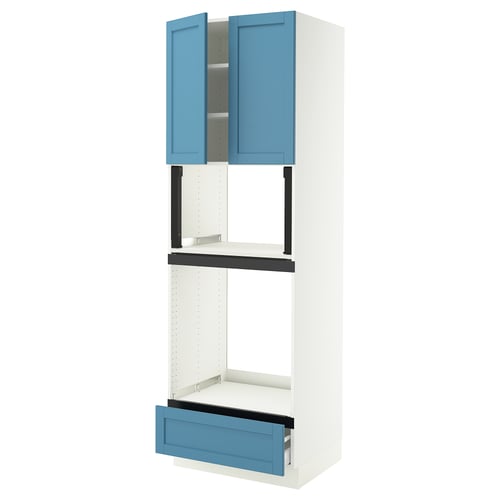 SEKTION / MAXIMERA Hi cb f oven/micro w drawer/2 doors, white/Lerhyttan blue, 30x24x90 "