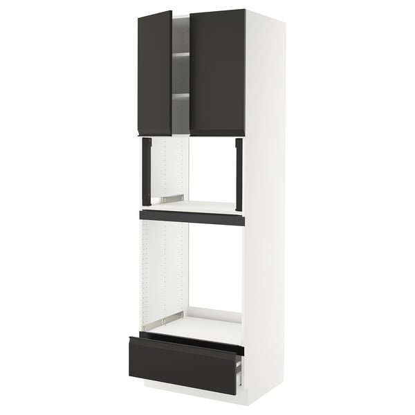 SEKTION / MAXIMERA Hi cb f oven/micro w drawer/2 doors, white/Upplöv matt anthracite, 30x24x90 "