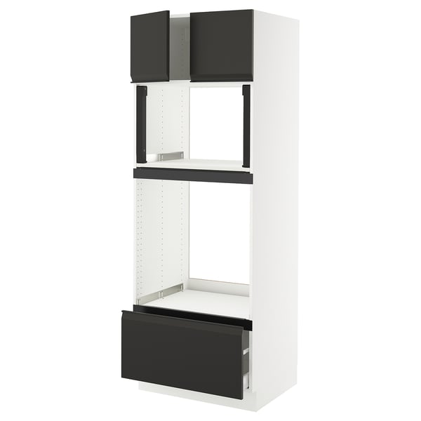 SEKTION / MAXIMERA Hi cb f oven/micro w drawer/2 doors, white/Upplöv matt anthracite, 30x24x80 "