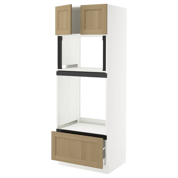 SEKTION / MAXIMERA Hi cb f oven/micro w drawer/2 doors, white/Vedhamn oak, 30x24x80 "