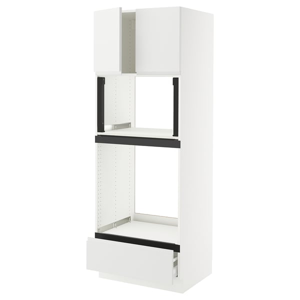 SEKTION / MAXIMERA Hi cb f oven/micro w drawer/2 doors, white/Voxtorp matt white, 30x24x80 "