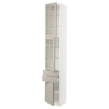 SEKTION / MAXIMERA Hi cb w 2 glass drs/2 drwrs/1 dr, white/Stensund beige, 15x15x90 "