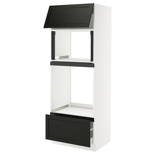 SEKTION / MAXIMERA High cab f mic/ov+drw/dr w push-op, white/Lerhyttan black stained, 30x24x80 "