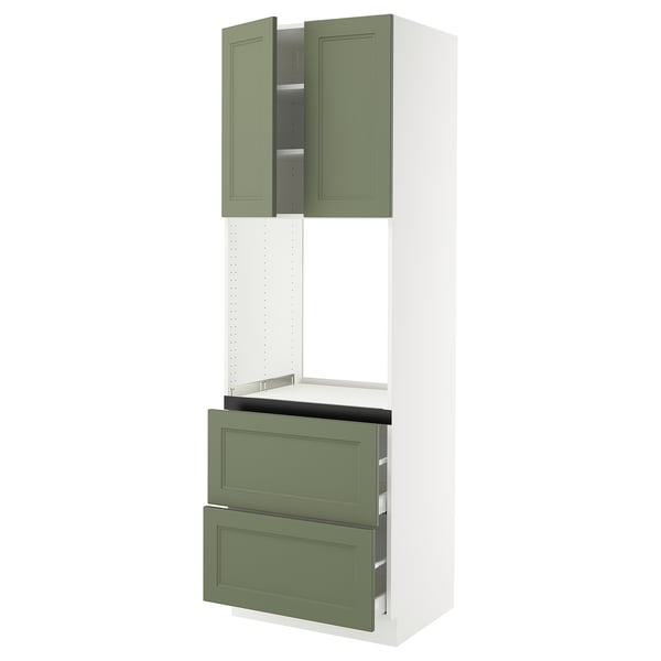 SEKTION / MAXIMERA High cab f oven+2 drawers/2 doors, white/Axstad gray-green, 30x24x90 "
