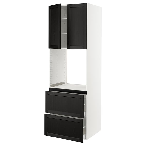 SEKTION / MAXIMERA High cab f oven+2 drawers/2 doors, white/Lerhyttan black stained, 30x24x90 "