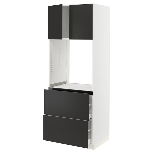 SEKTION / MAXIMERA High cab f oven+2 drawers/2 doors, white/Nickebo matt anthracite, 30x24x80 "
