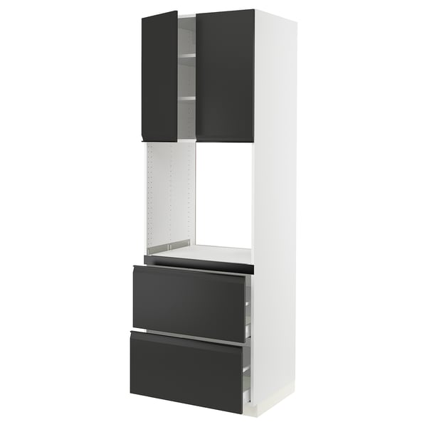 SEKTION / MAXIMERA High cab f oven+2 drawers/2 doors, white/Upplöv matt anthracite, 30x24x90 "