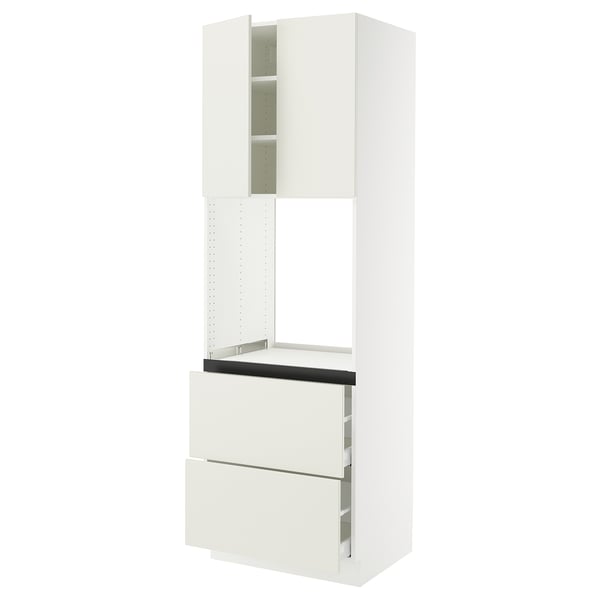SEKTION / MAXIMERA High cab f oven+2 drawers/2 doors, white/Veddinge white, 30x24x90 "
