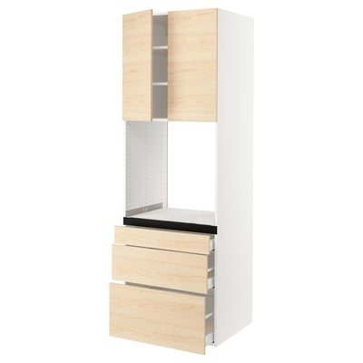 SEKTION / MAXIMERA High cab f oven w 3 drawers/2 doors, white/Askersund light ash effect, 30x24x90 "