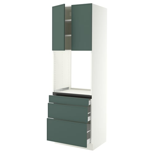 SEKTION / MAXIMERA High cab f oven w 3 drawers/2 doors, white/Aspudden dark gray-green, 30x24x90 "