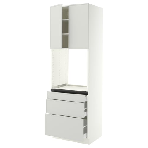 SEKTION / MAXIMERA High cab f oven w 3 drawers/2 doors, white/Aspudden light gray, 30x24x90 "