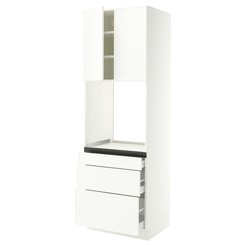 SEKTION / MAXIMERA High cab f oven w 3 drawers/2 doors, white/Aspudden matt white, 30x24x90 "
