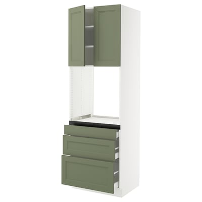 SEKTION / MAXIMERA High cab f oven w 3 drawers/2 doors, white/Axstad gray-green, 30x24x90 "