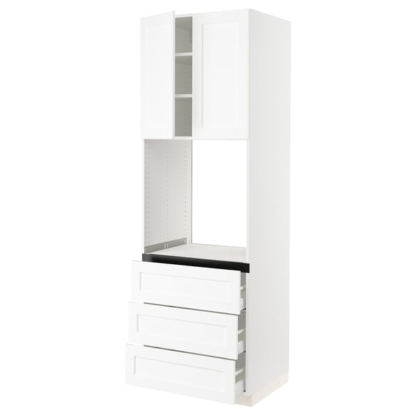 SEKTION / MAXIMERA High cab f oven w 3 drawers/2 doors, white Enköping/white wood effect, 30x24x90 "