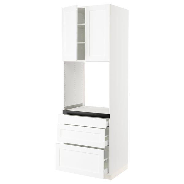 SEKTION / MAXIMERA High cab f oven w 3 drawers/2 doors, white Enköping/white wood effect, 30x24x90 "