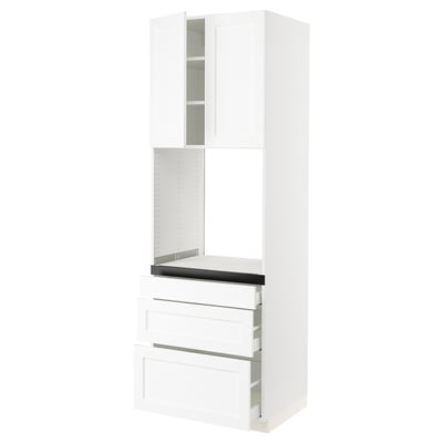 SEKTION / MAXIMERA High cab f oven w 3 drawers/2 doors, white Enköping/white wood effect, 30x24x90 "