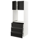 SEKTION / MAXIMERA High cab f oven w 3 drawers/2 doors, white/Lerhyttan black stained, 30x24x80 "