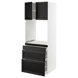 SEKTION / MAXIMERA High cab f oven w 3 drawers/2 doors, white/Lerhyttan black stained, 30x24x80 "