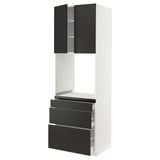 SEKTION / MAXIMERA High cab f oven w 3 drawers/2 doors, white/Nickebo matt anthracite, 30x24x90 "