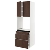 SEKTION / MAXIMERA High cab f oven w 3 drawers/2 doors, white/Sinarp brown, 30x24x90 "