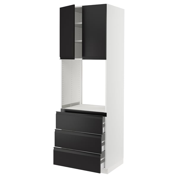SEKTION / MAXIMERA High cab f oven w 3 drawers/2 doors, white/Upplöv matt anthracite, 30x24x90 "