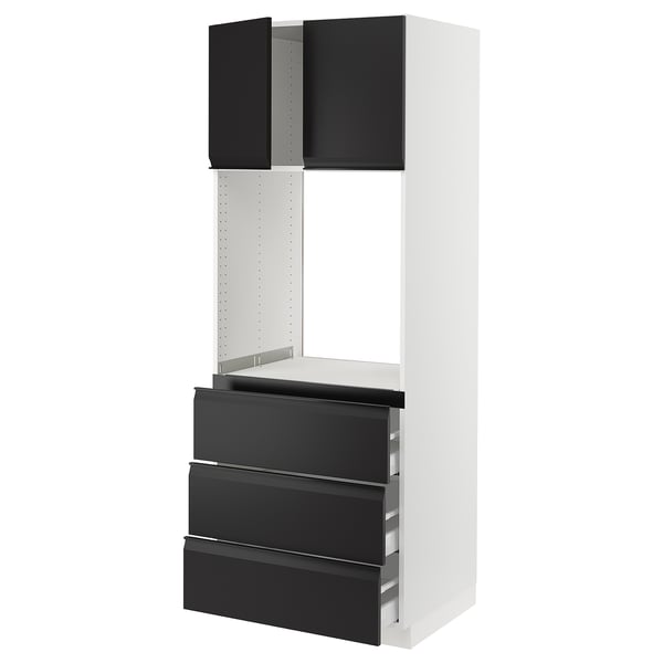 SEKTION / MAXIMERA High cab f oven w 3 drawers/2 doors, white/Upplöv matt anthracite, 30x24x80 "