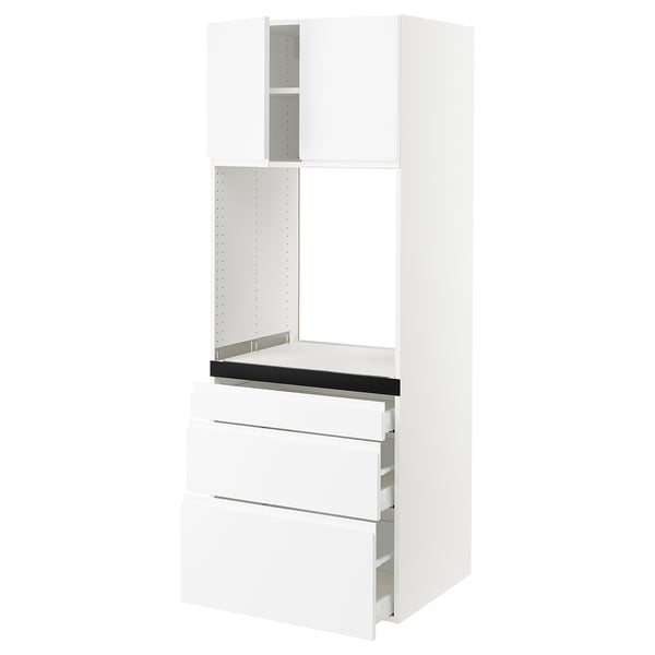 SEKTION / MAXIMERA High cab f oven w 3 drawers/2 doors, white/Voxtorp matt white, 30x24x80 "