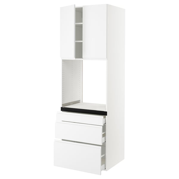 SEKTION / MAXIMERA High cab f oven w 3 drawers/2 doors, white/Voxtorp matt white, 30x24x90 "