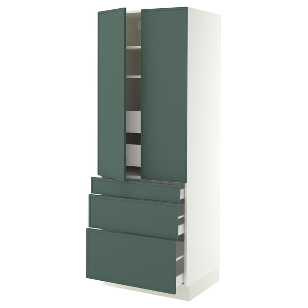 SEKTION / MAXIMERA High cab w 2 drs/3 fronts/5 drawers, white/Aspudden dark gray-green, 30x24x80 "