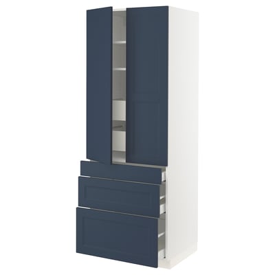 SEKTION / MAXIMERA High cab w 2 drs/3 fronts/5 drawers, white Axstad/matte blue, 30x24x80 "
