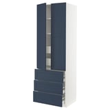 SEKTION / MAXIMERA High cab w 2 drs/3 fronts/5 drawers, white Axstad/matte blue, 30x24x90 "