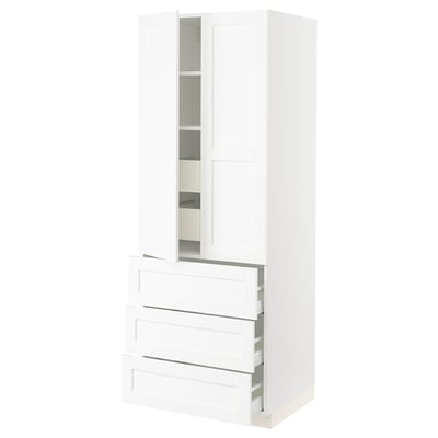 SEKTION / MAXIMERA High cab w 2 drs/3 fronts/5 drawers, white Enköping/white wood effect, 30x24x80 "