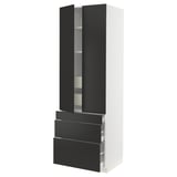 SEKTION / MAXIMERA High cab w 2 drs/3 fronts/5 drawers, white/Nickebo matt anthracite, 30x24x90 "