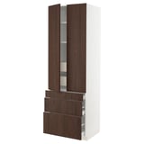SEKTION / MAXIMERA High cab w 2 drs/3 fronts/5 drawers, white/Sinarp brown, 30x24x90 "