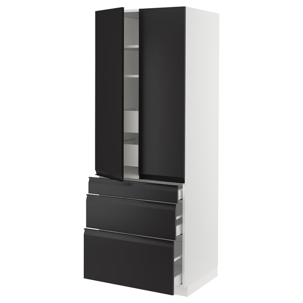 SEKTION / MAXIMERA High cab w 2 drs/3 fronts/5 drawers, white/Upplöv matt anthracite, 30x24x80 "