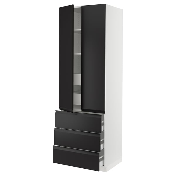 SEKTION / MAXIMERA High cab w 2 drs/3 fronts/5 drawers, white/Upplöv matt anthracite, 30x24x90 "